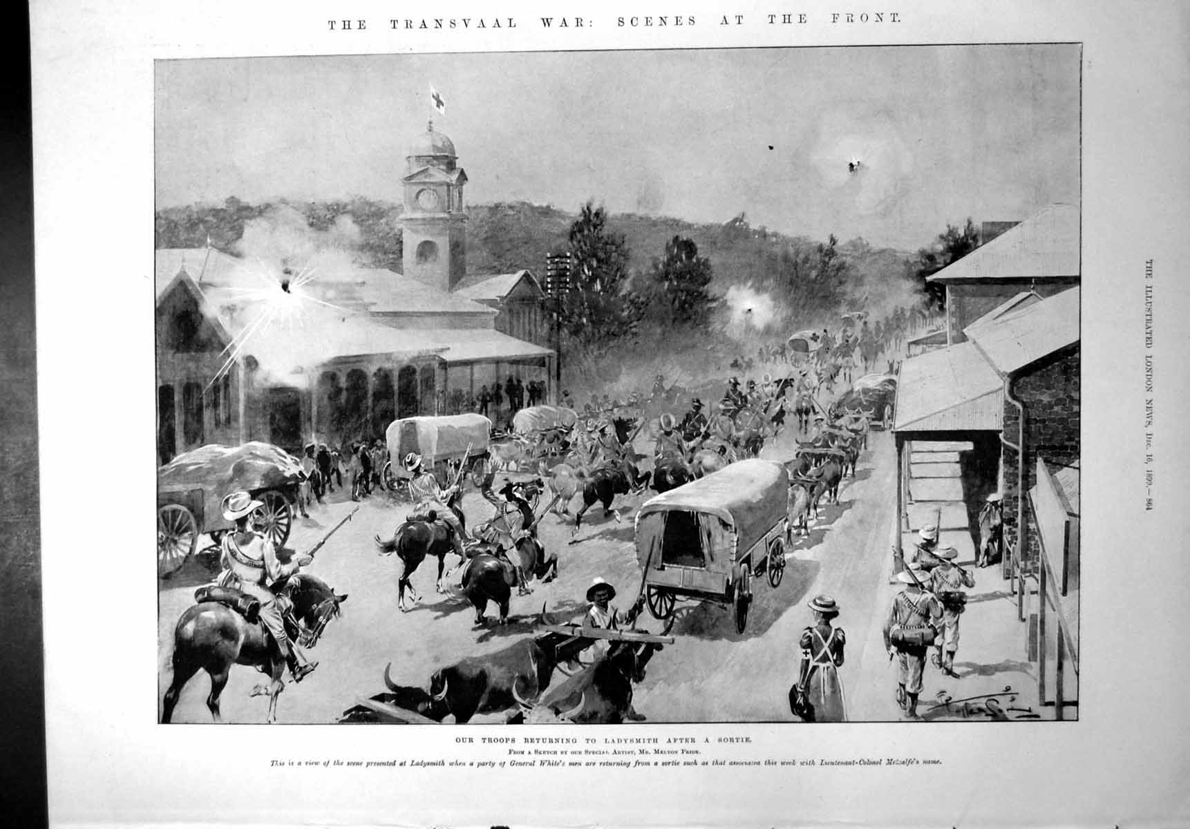 Antique Old Print Transvaal War Troops Returning Ladysmith After Sortie 1899