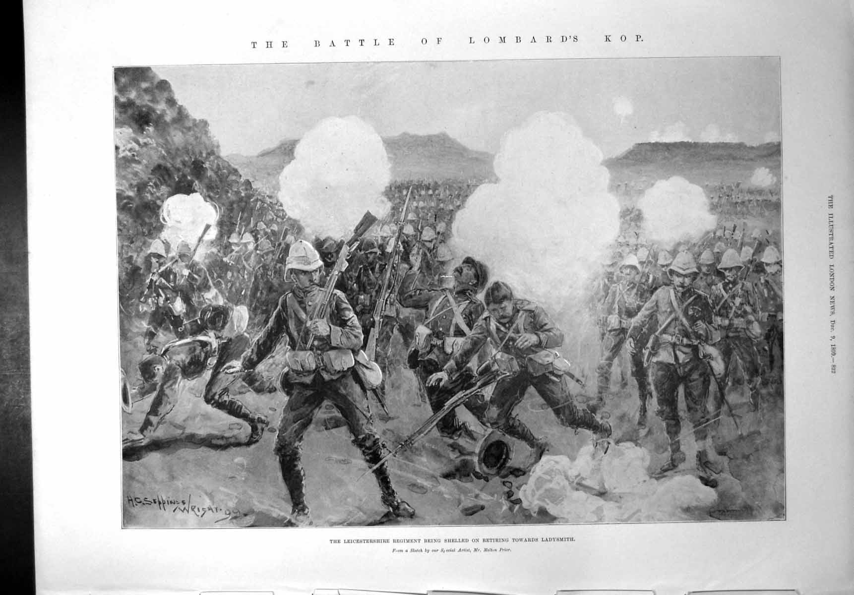 Antique Print Battle Lombards Kop Leicester Regiment Shelled Ladysmith 1899