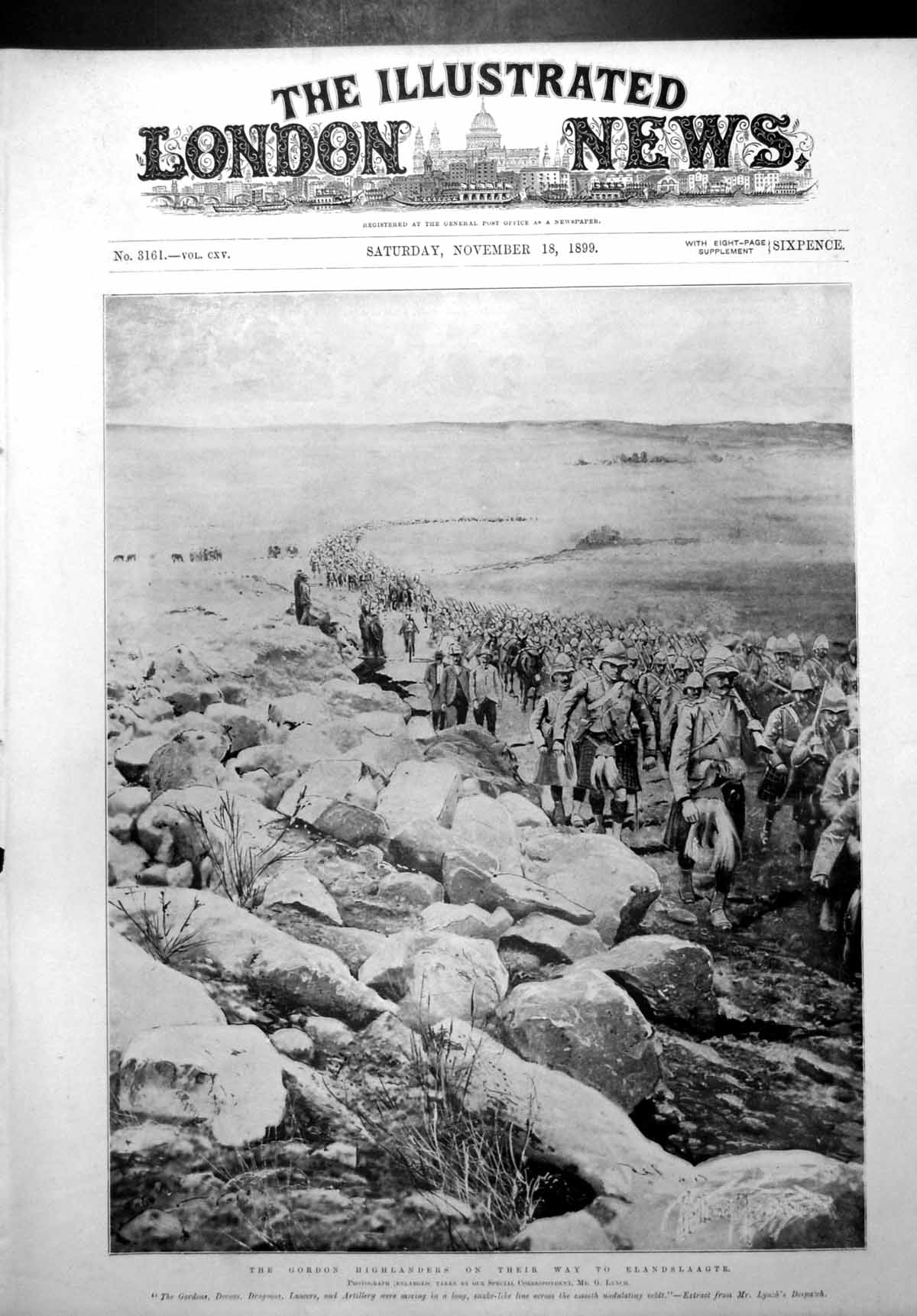 Old Antique Print Transvaal War Gordon Highlanders Way Elandslaagte 1899 19th
