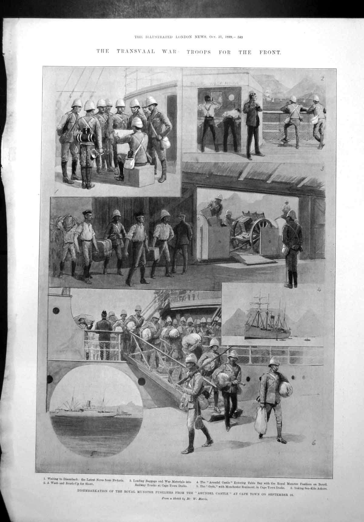 Old Antique Print Transvaal War Troops Front Royal Munster Fusiliers 1899 19th