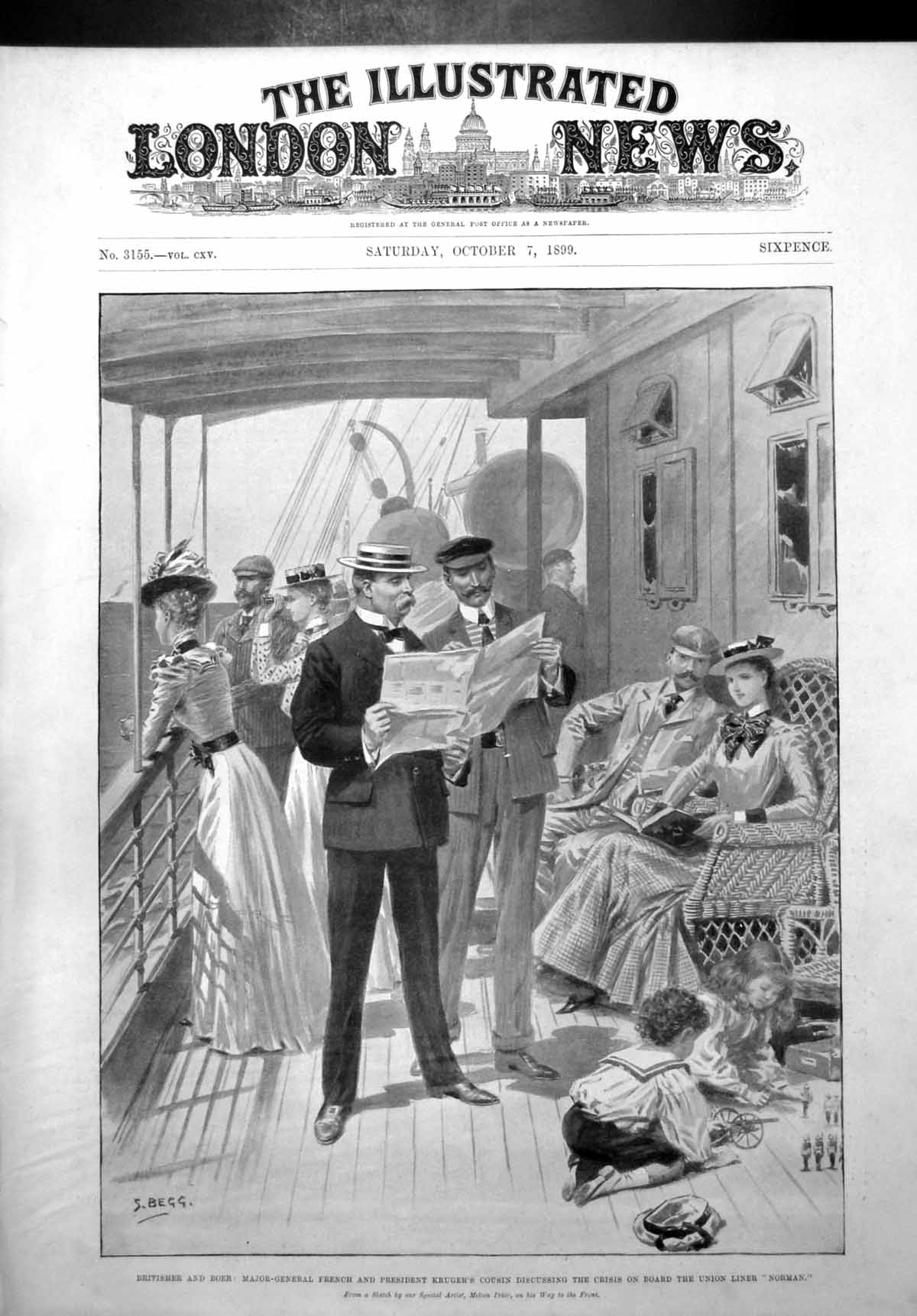 Antique Old Print Maj Gen French President Krugers Cousin Liner Norman 1899