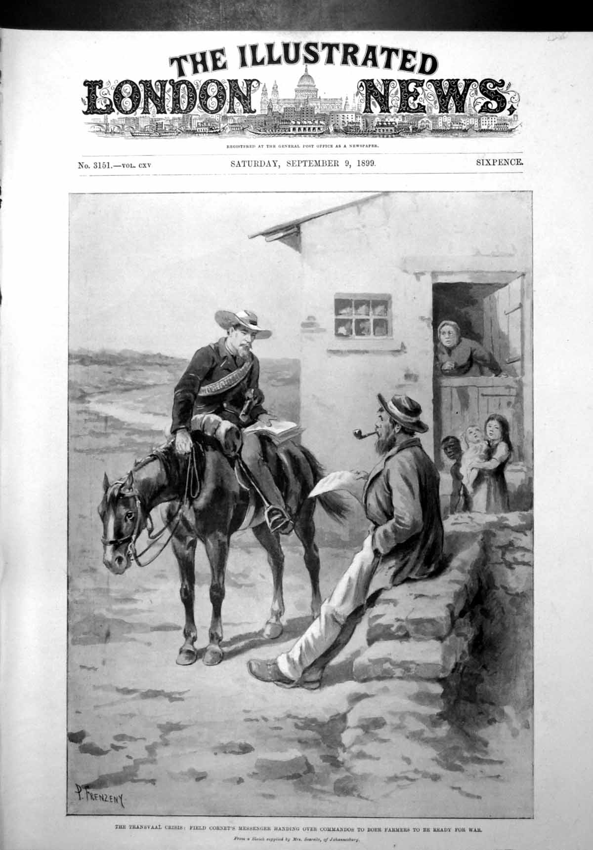 Antique Old Print Transvaal War Field Cornets Messenger Boer Farmers War 1899