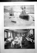 Original Old Antique Print Naval Manoeuvres Boat Pulling Royal Yacht Cowes 1899