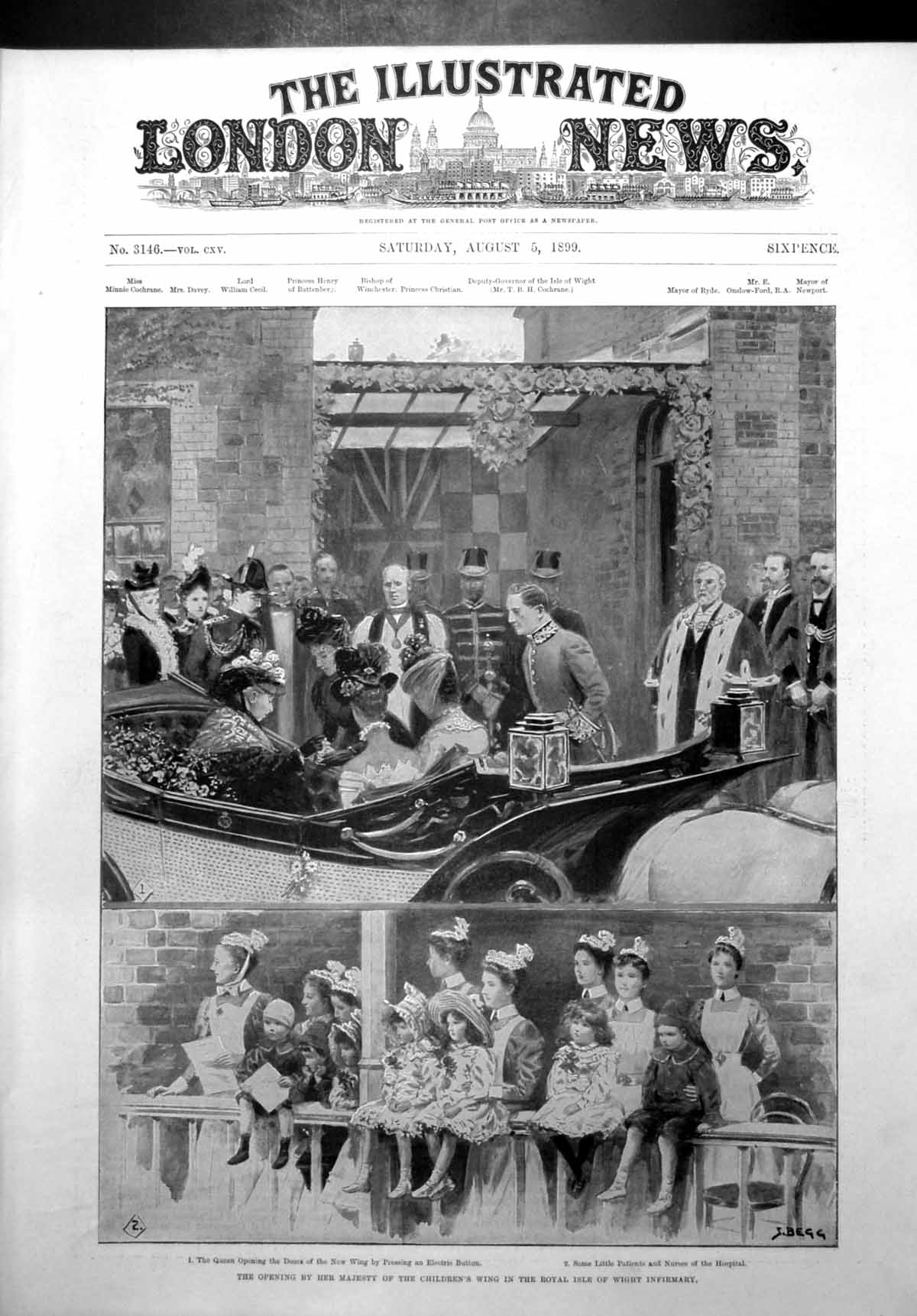 Antique Print Queen Opening Childrens Wing Royal Isle Wight Infirmary 1899 19th