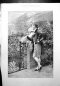 Antique Old Print Lovers Wall Garden Gate Duke Michael Alexandrovitch 1899 19th