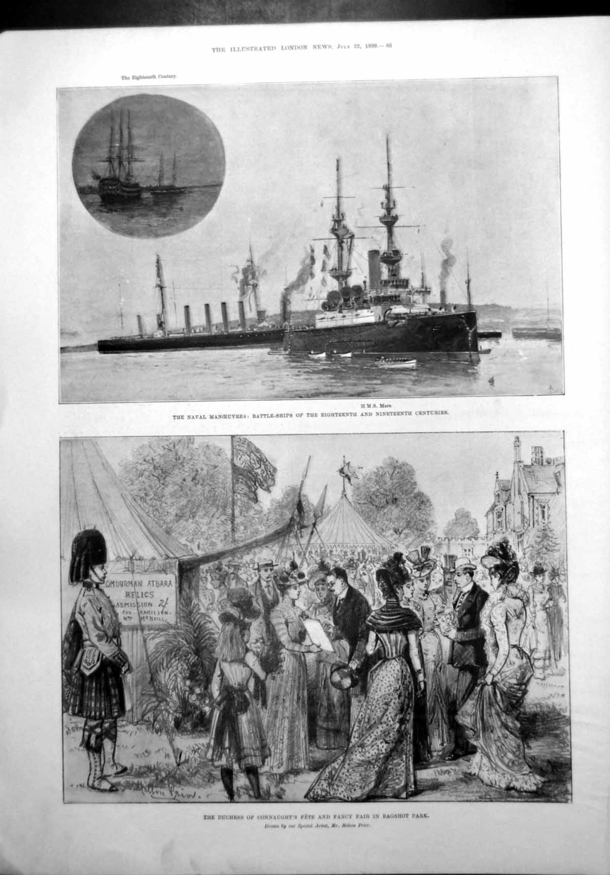 Antique Print Duchess Connaughts Fete Bagshot Park Hms Mars Battleship 1899