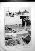 Antique Print Sketches Natal Rickshaws Church Camp Maritzburg Coolies 1899 19th