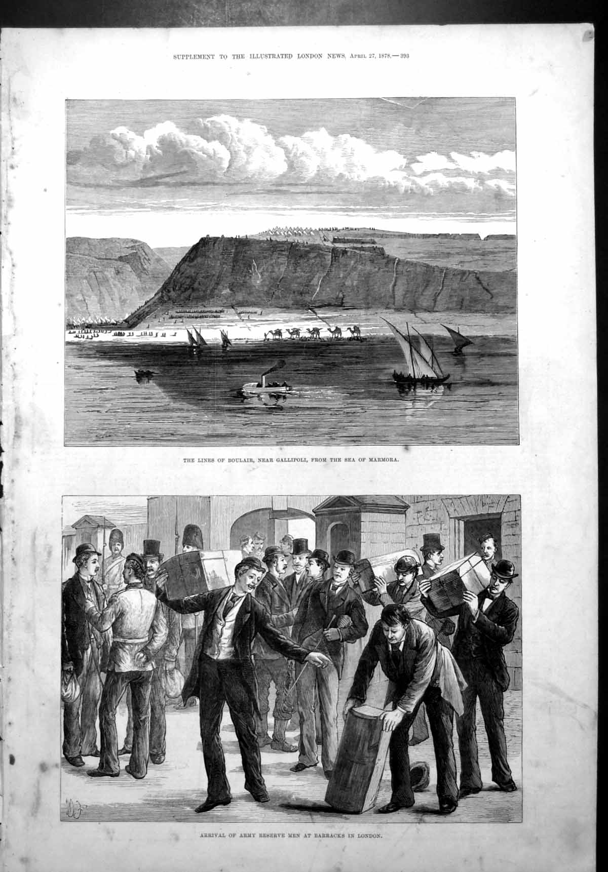 Antique Print Lines Boulair Gallipoli Army Reserve Men Barracks London 1878