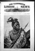 Antique Print Young Kaffir Chief Spear Wearing Beads Feather Hairband 1878 19th