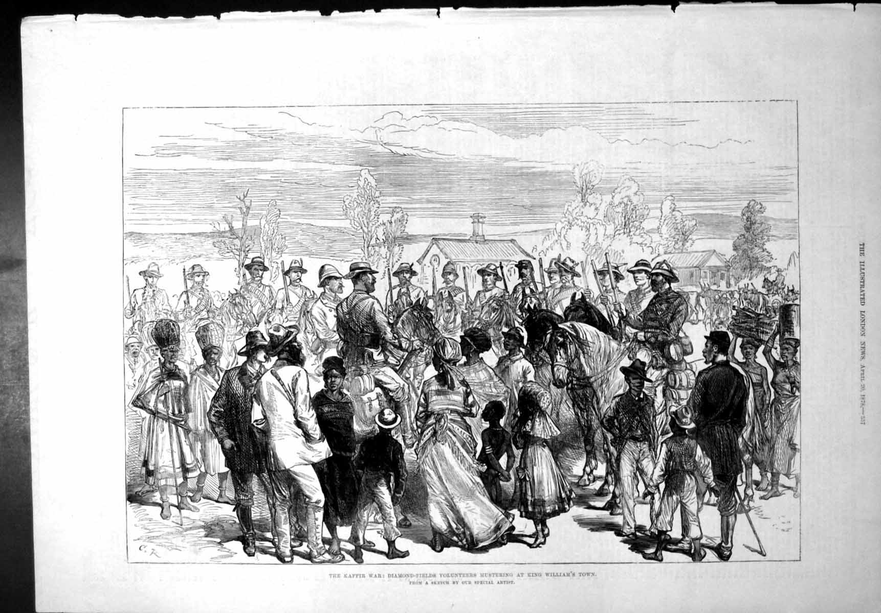 Antique Print Kaffir War Diamond Fields Volunteers King Williams Town 1878 19th