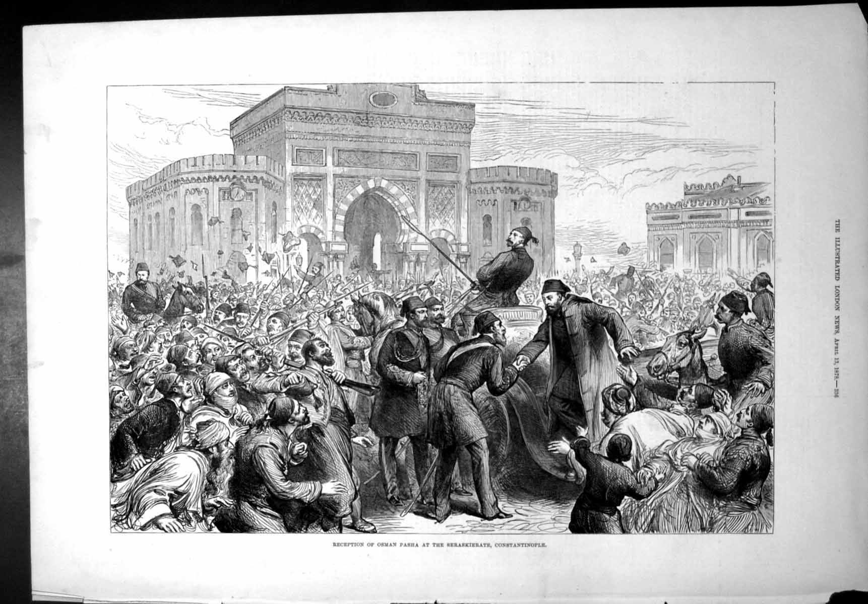 Old Antique Print Reception Osman Pasha Seraskierate Constantinople 1878 19th
