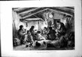 Original Old Antique Print War Russian Siers Making Home Bulgarian Cottage 1878