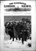 Original Old Antique Print War Bulgaria English Prisoners March Snowstorm 1878