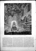 Antique Print Funeral Pope Pius 1X Requiem Mass Sistine Chapel Vatican 1878