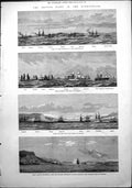 Old British Fleet Dardanelles Isle Tenedos Fort Chanak Hms Sultan1878 Victorian