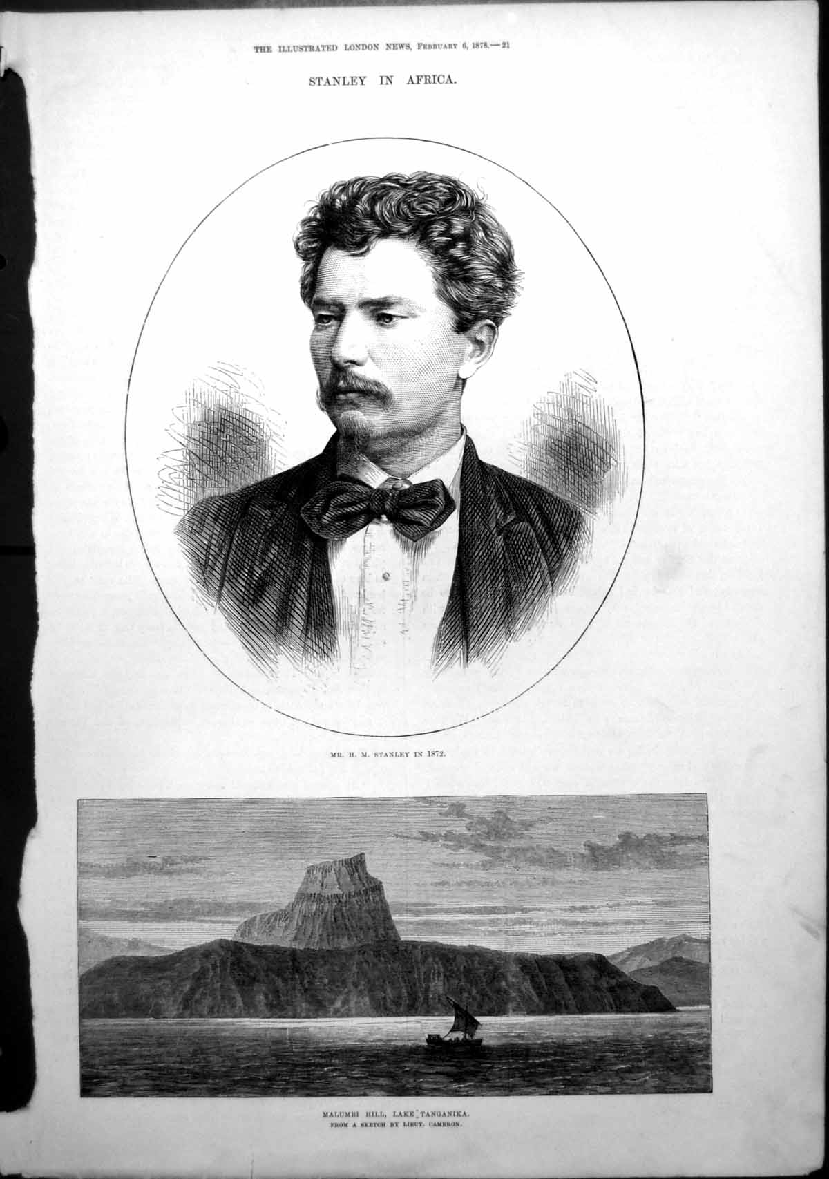 Old Print Stanley Africa H Stanley 1872 Malumbi Hill Lake Tanganika 1878 19th