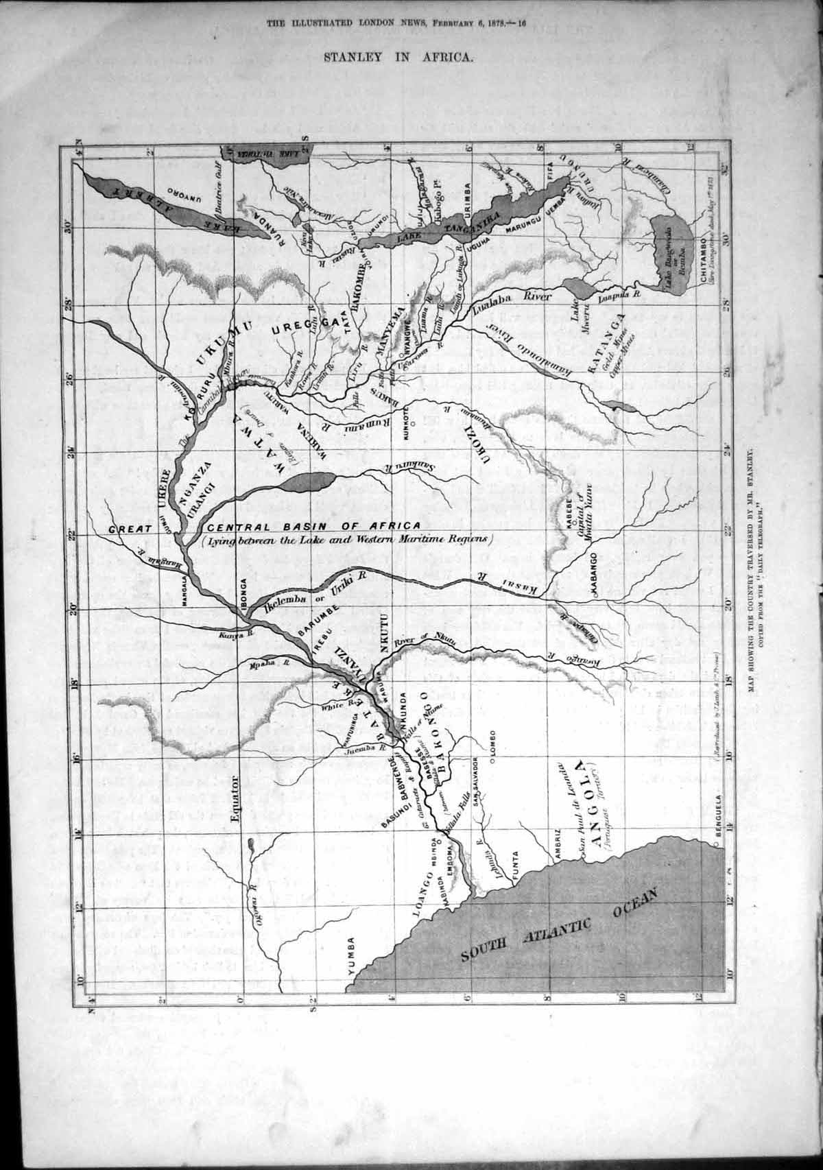 Antique Old Print Stanley Africa Map Showing Country Traversed Stanley 1878