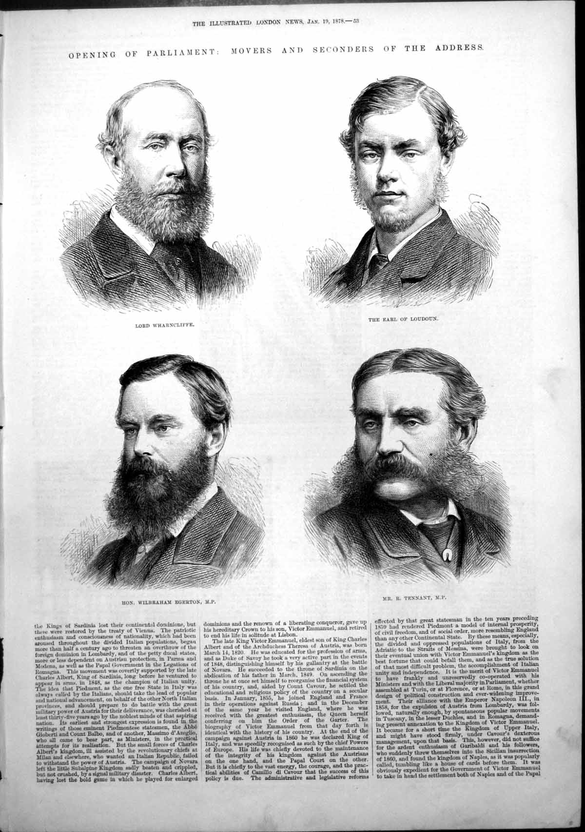 Antique Print Opening Parliament Lord Wharncliffe Earl Loudon R Tennant1878