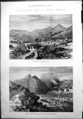 Old Print Kaffir War Entrance Krelis Country Capt Rorke Burning Huts 1878 19th