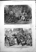 Old Antique Print Scene Covent Garden Pantomine Drury Lane Pantomine 1878 19th