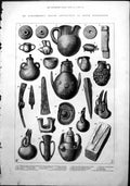 Old Antique Print Dr Schliemanns Trojan Antiquities South Kensington 1878 19th