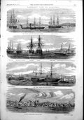 Antique Old Print Panoramic View Gallipoli Trent Steamer Napoleon Alger 1854
