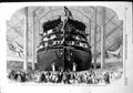 Old Print Launch Royal Albert Queen Receiving Wine Master Shipwright1854 19th