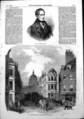 Antique Old Print James Montgomery Poet City Improvements Canon St West 1854