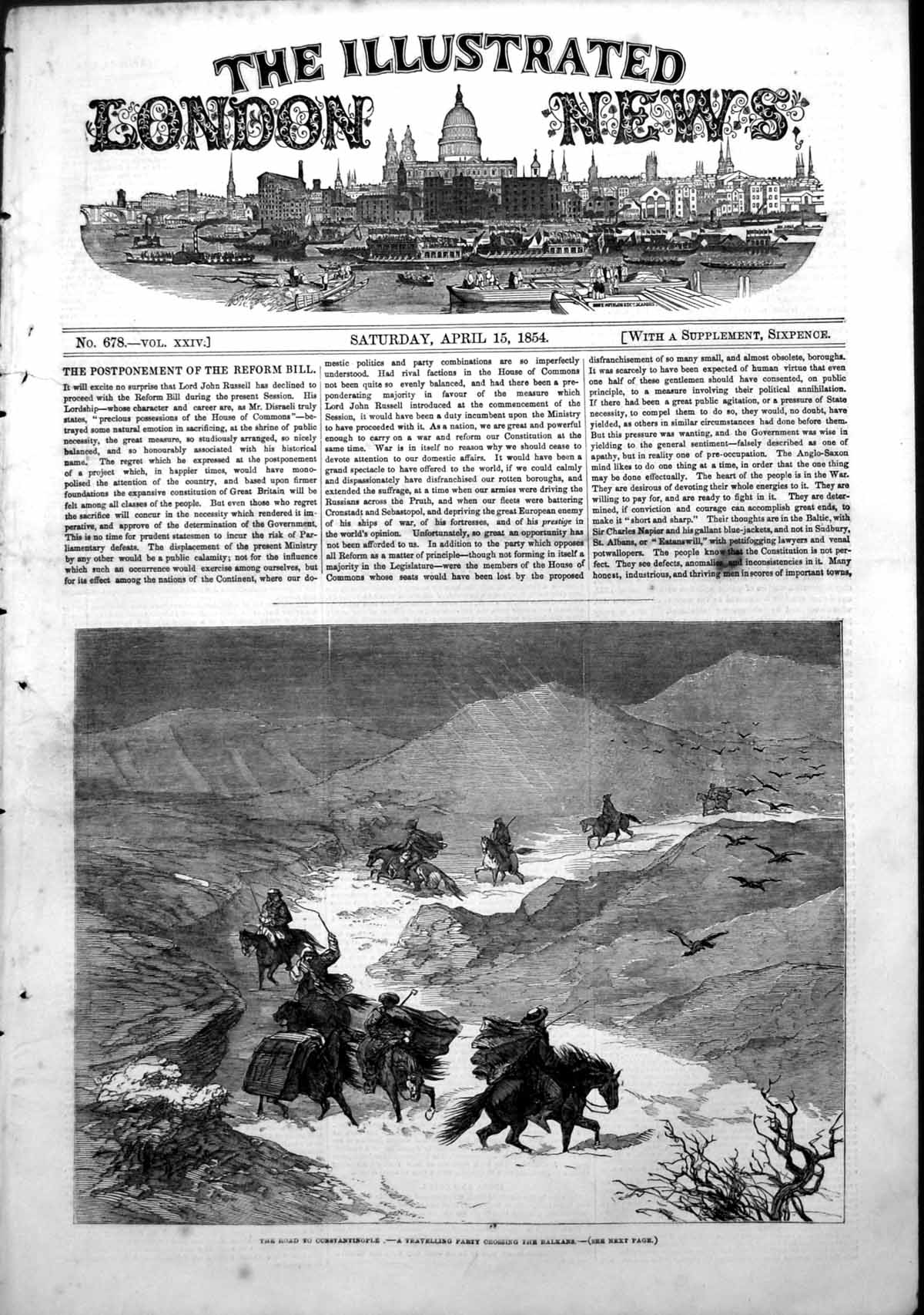 Antique Old Print Road Constantinople Travelling Party Crossing Balkans 1854