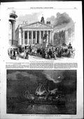 Antique Print Proclamation War Russia Royal Exchange Breaking York Hull1854