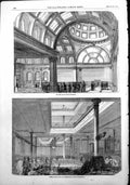 Original Old Antique Print London Stock Exchange Pawson Warehouse St Pauls 1854