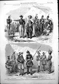 Old Antique Print French Troops War Spahis Dragoon Zouave Carabineer 1854 19th