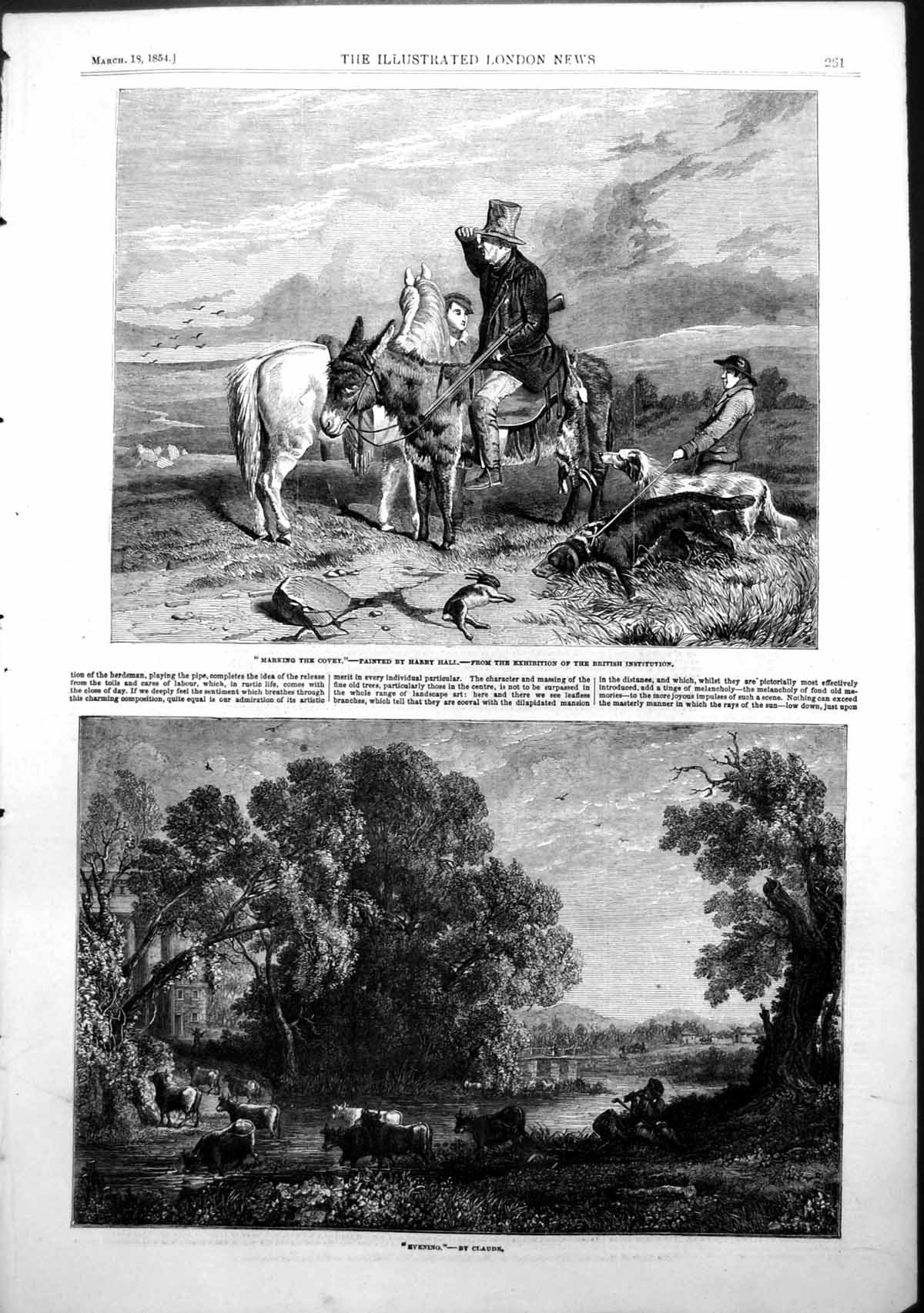 Old Marking Covey Harry Hall Evening Claude British Institution 1854 Victorian