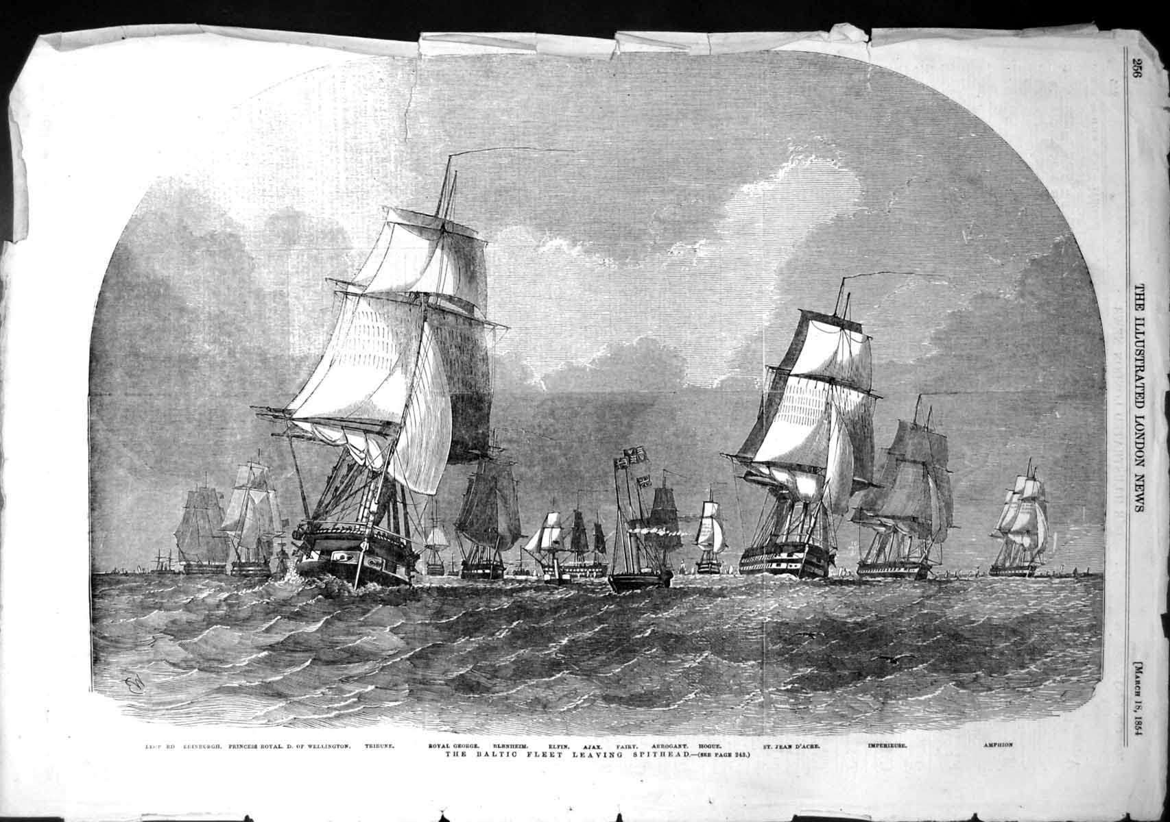 Old Baltic Fleet Leaving Spithead Blenheim Elfin Ajax Fairy Hogue 185 Victorian