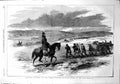 Antique Old Print Mounted Policeman Crimea Siers Dragging Stores Planks 1855