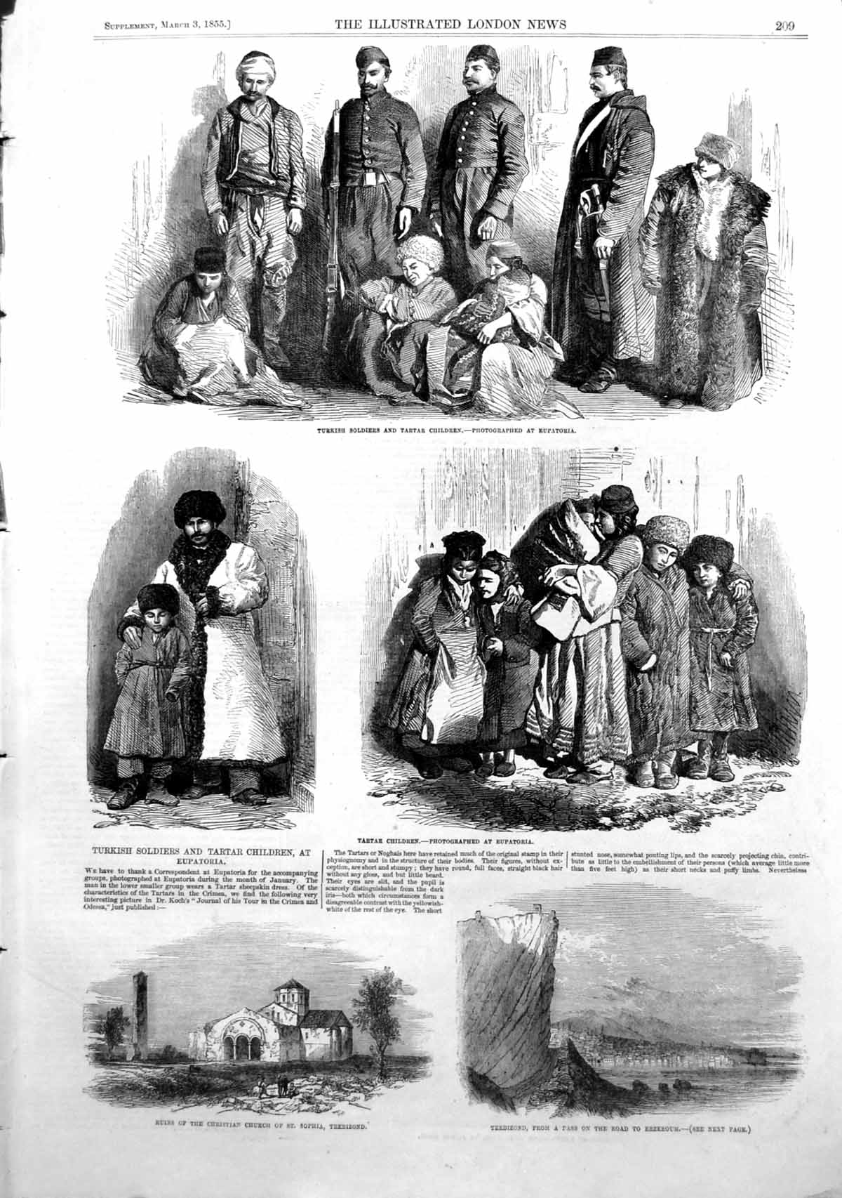 Antique Print Turkish Siers Tartar Children Frozen Out Dock Labourers1855 19th