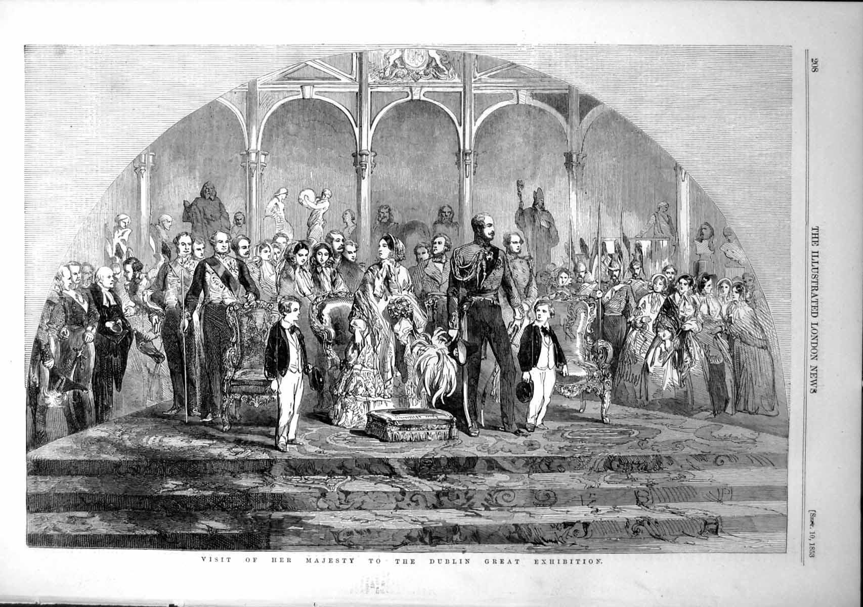 Antique Old Print Grape Vine Mildew Visit Queen Dublin Great Exhibition 1853