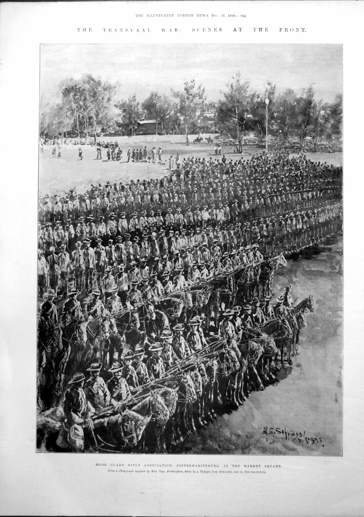 Antique Old Print Home Guard Rifle Assoc Pietermaritzburg Major Birch 1899 19th