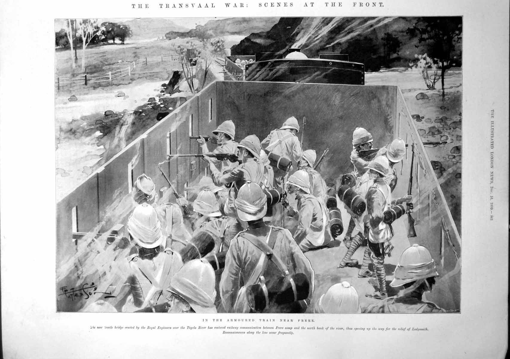 Antique Print Transvaal Armoured Train Frere Northumberland Fusiliers 1899 19th