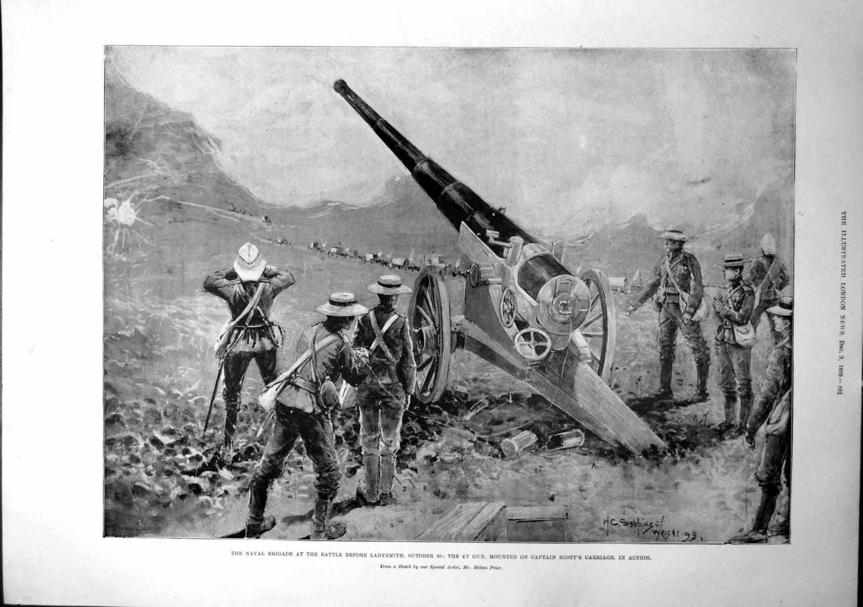 Antique Print Naval Brigade Battle Ladysmith Armoured Train Ladysmith 1899 19th