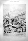 Old Antique Print Battle Elandslaagte Entraining Wounded Henry Tate 1899 19th