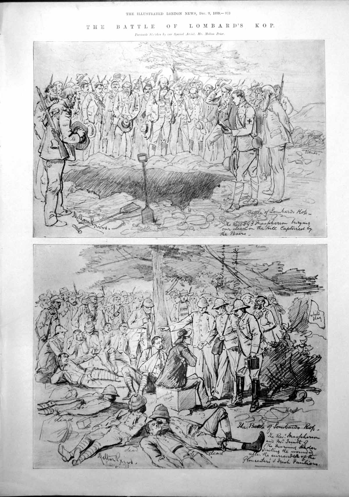 Antique Old Print Battle Lombards Kop Reception Australian Contingent 1899 19th