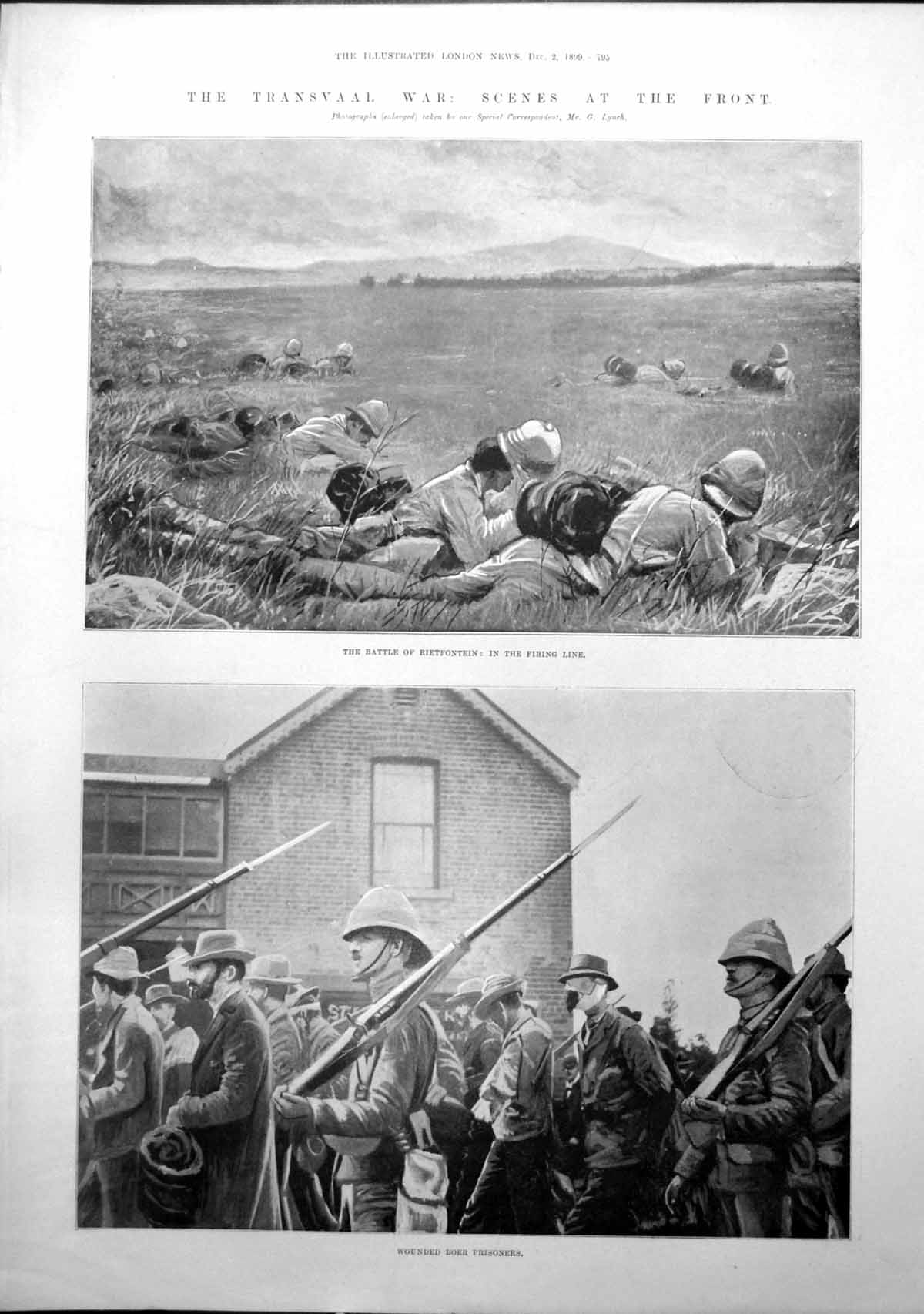 Antique Old Print Battle Rietfontein Wounded Boer Prisoners Ambulance 1899 19th