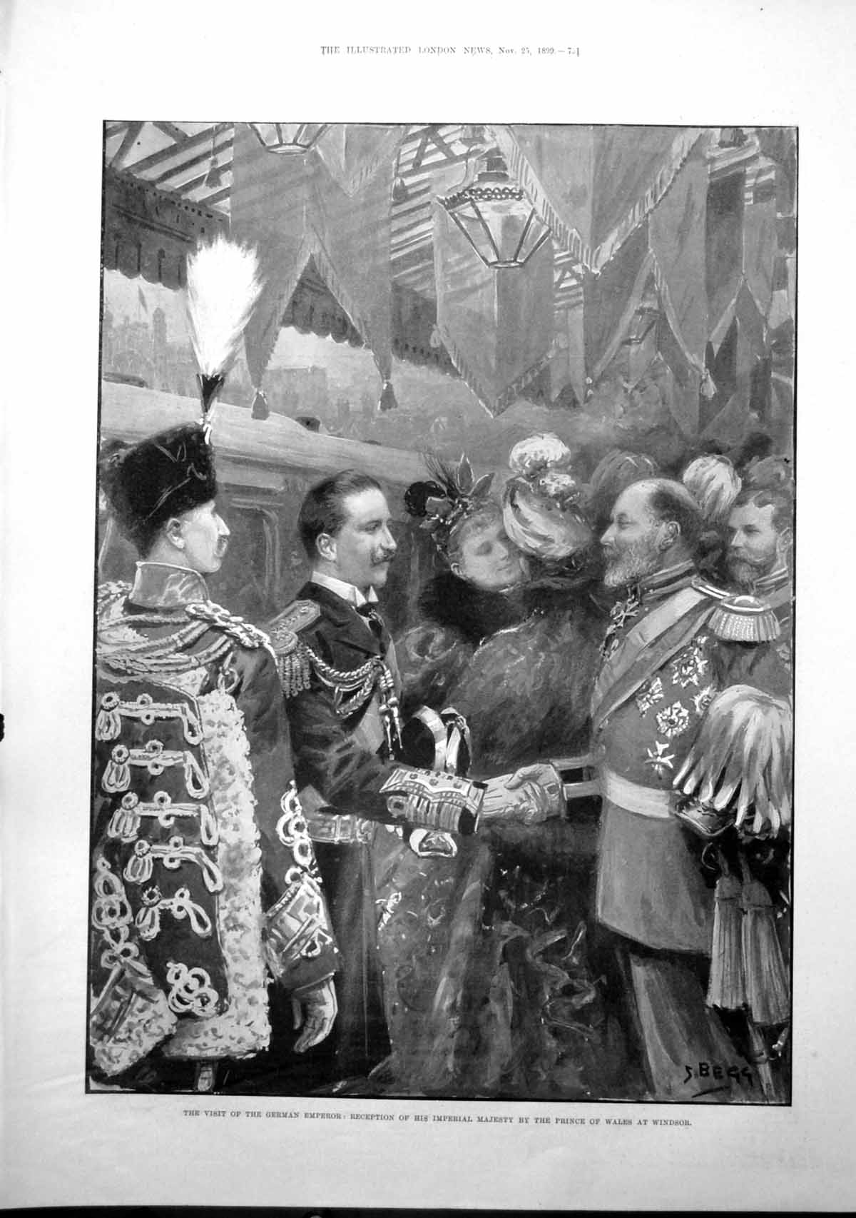 Antique Print German Emperor Prince Wales Windsor Marchioness Salisbury1899