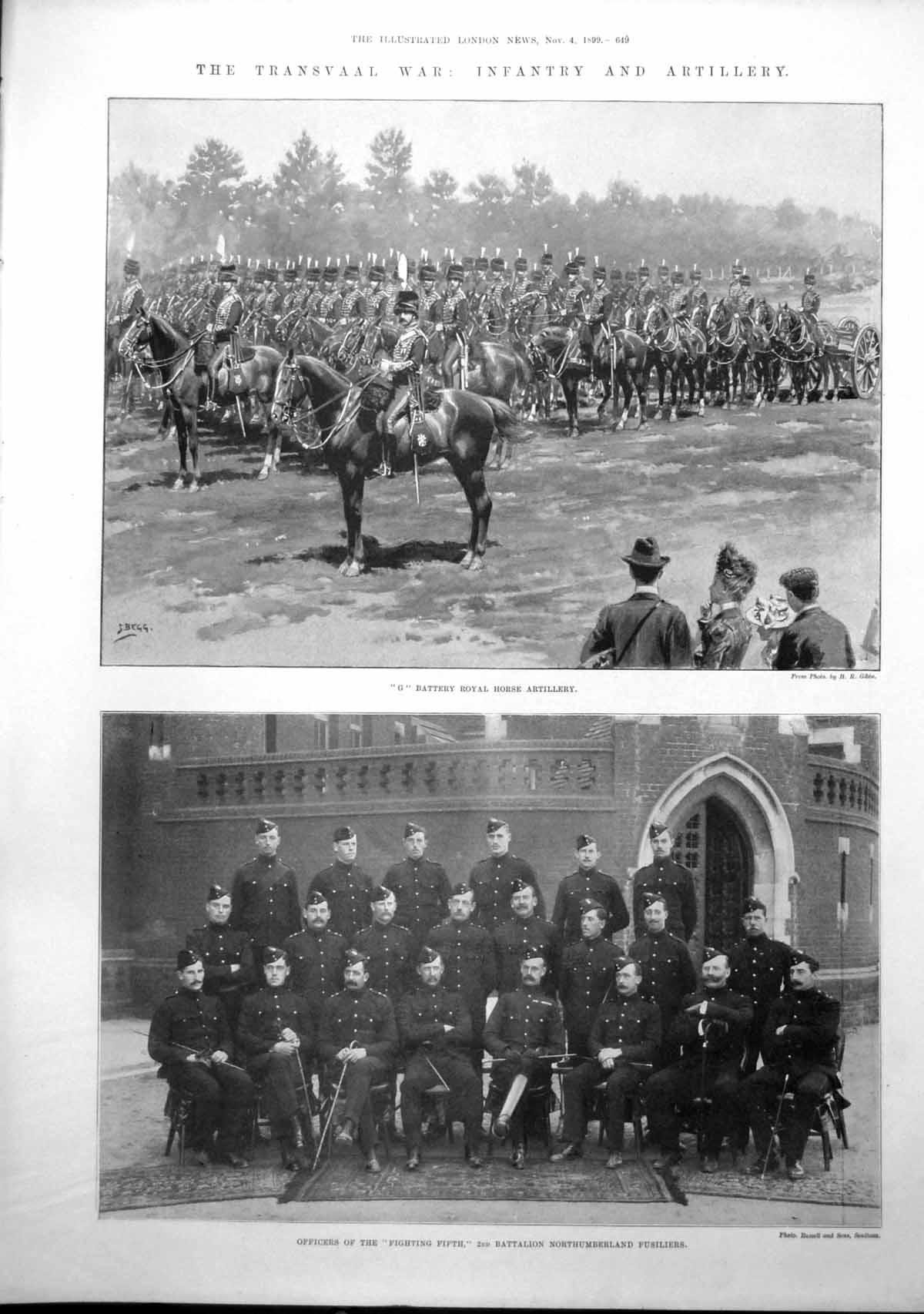 Antique Old Print Transvaal Infantry Artillery Northumberland Fusiliers 1899