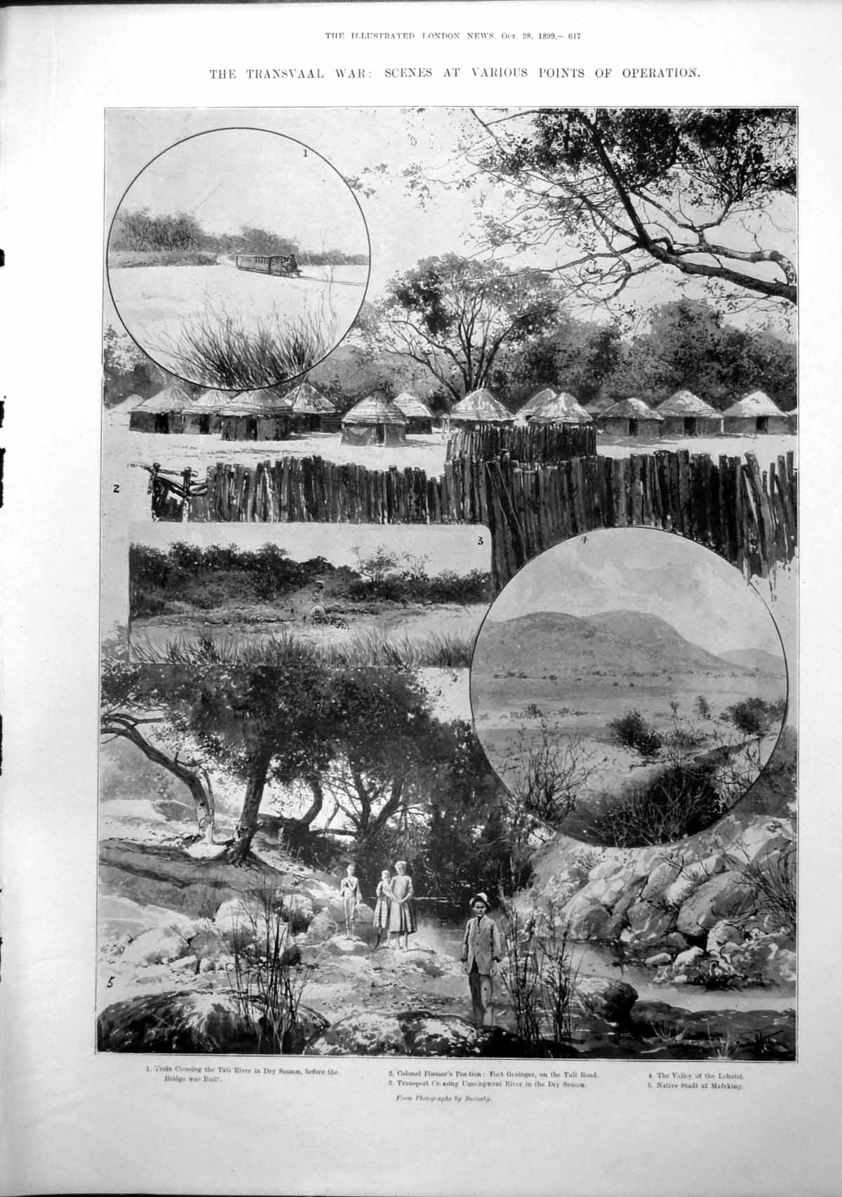 Old Antique Print Transvaal War Tati River Bloemfontein Johannesburg 1899 19th