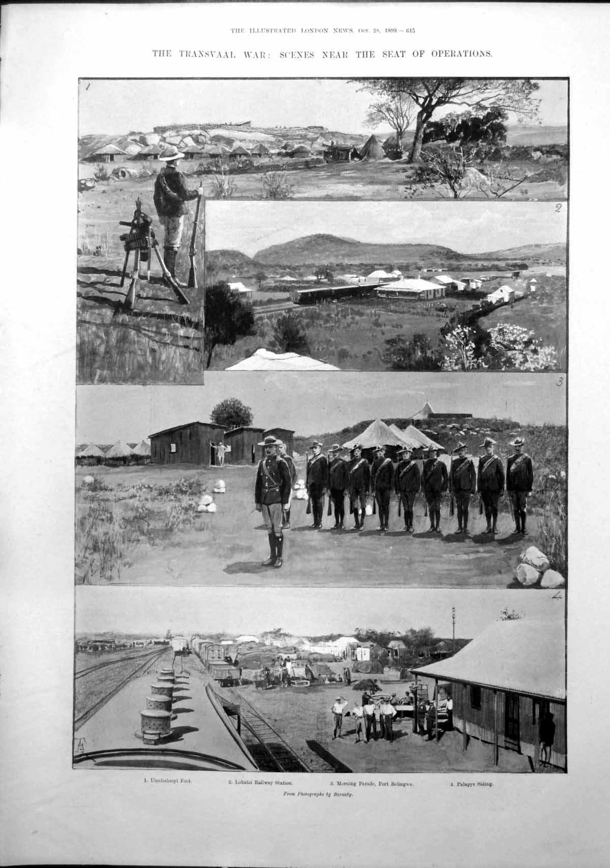 Antique Old Print Transvaal War Lobatsi Station Queensland Contingent 1899 19th