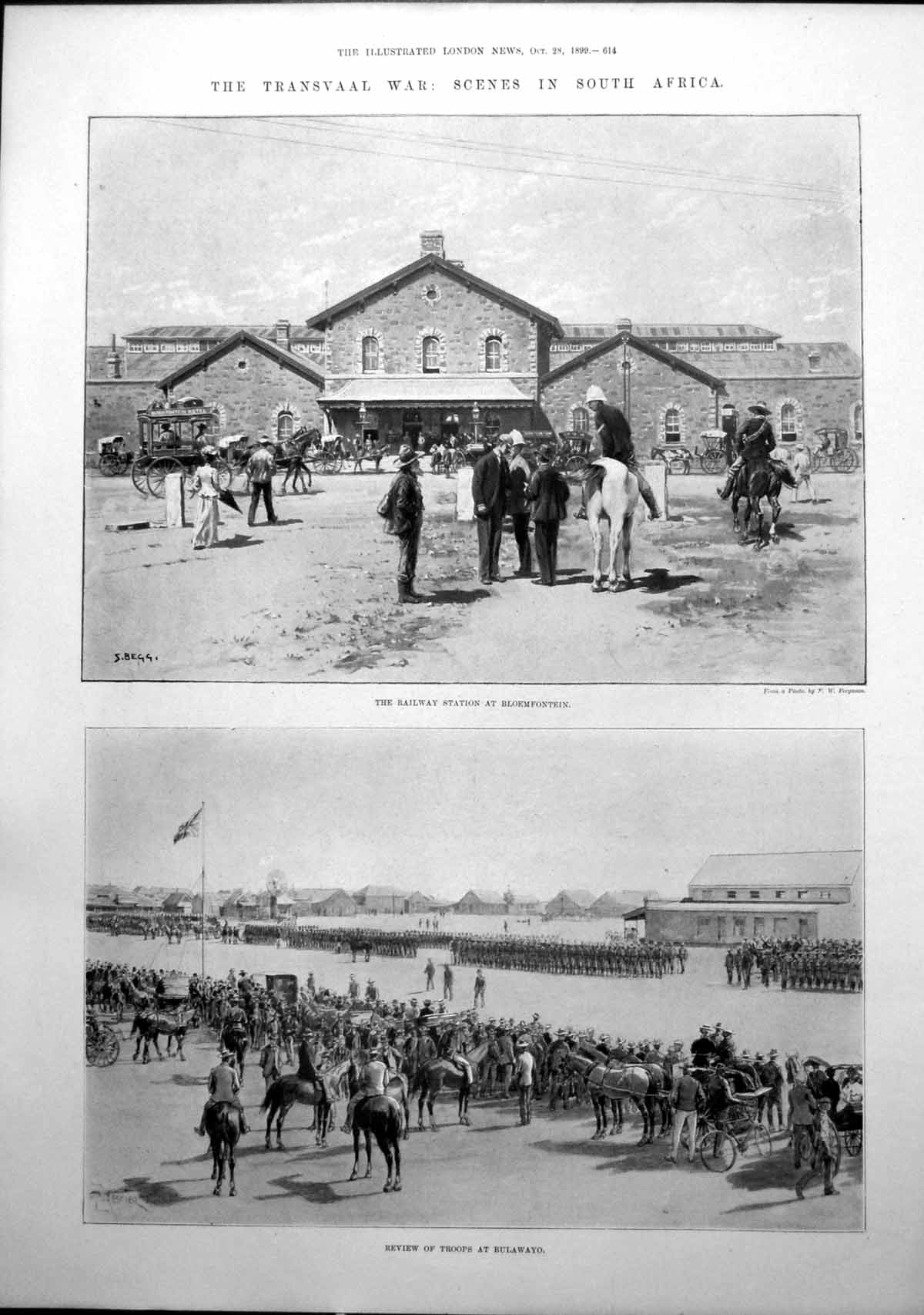 Antique Print Danish Royal Family Troops Bulawayo Station Bloemfontein 1899