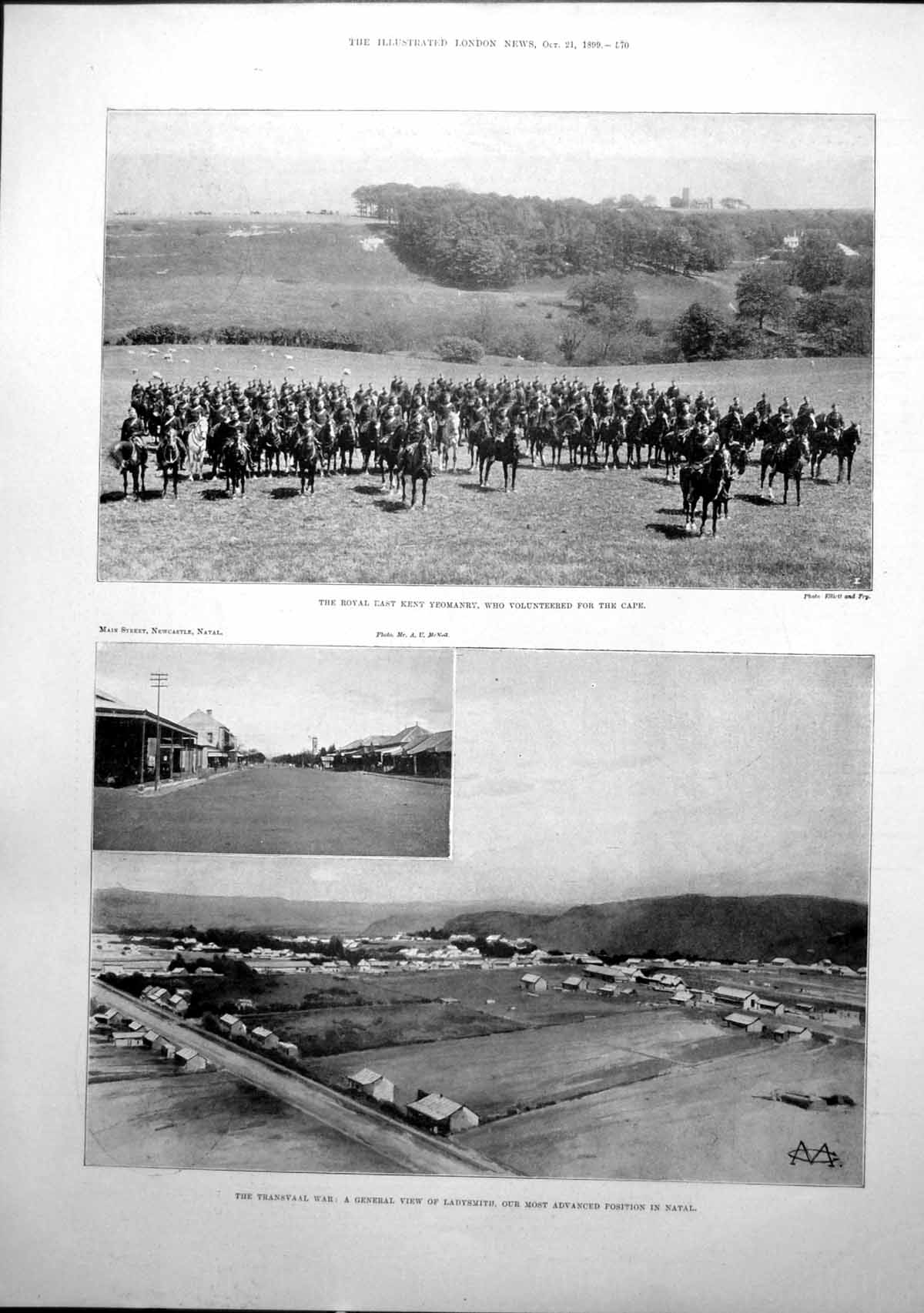 Antique Print Transvaal War East Kent Yeomanry Ladysmith George Lynch 1899 19th