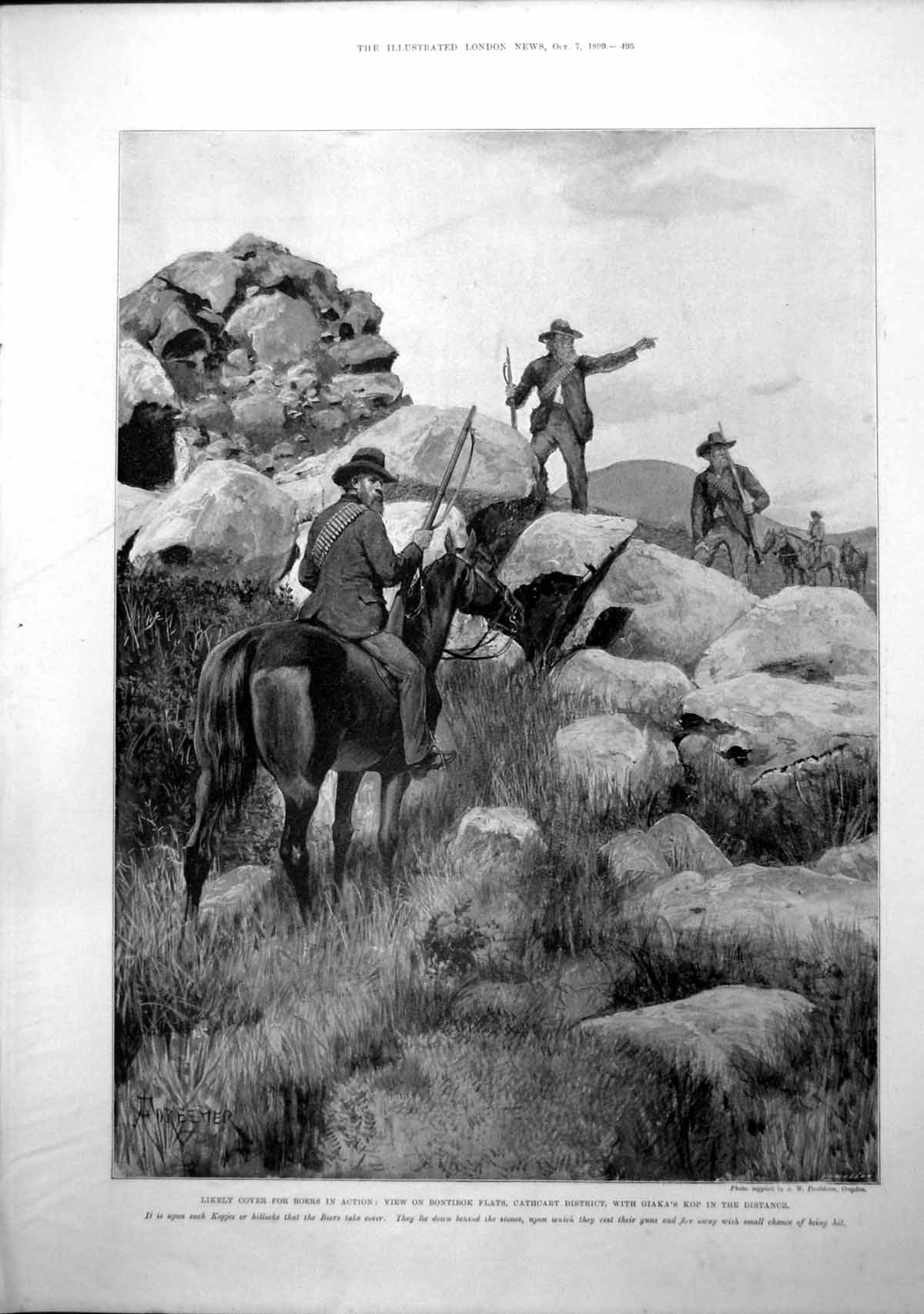 Old Print Cover Boers Bontibok Flats Station Pretoria Avoca S Africa 1899 19th